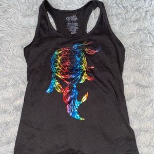 Black rainbow dreamcatcher tank